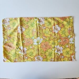 Vintage SEARS Yellow Floral Pillowcase 1970s Retro Flowers Cotton‎ Hawaiian
